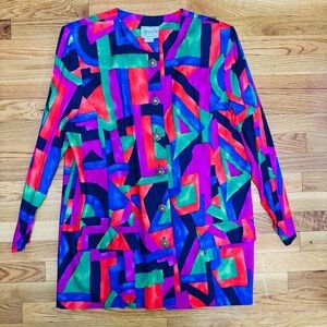 Vintage Geometric Blazer - Multicolor